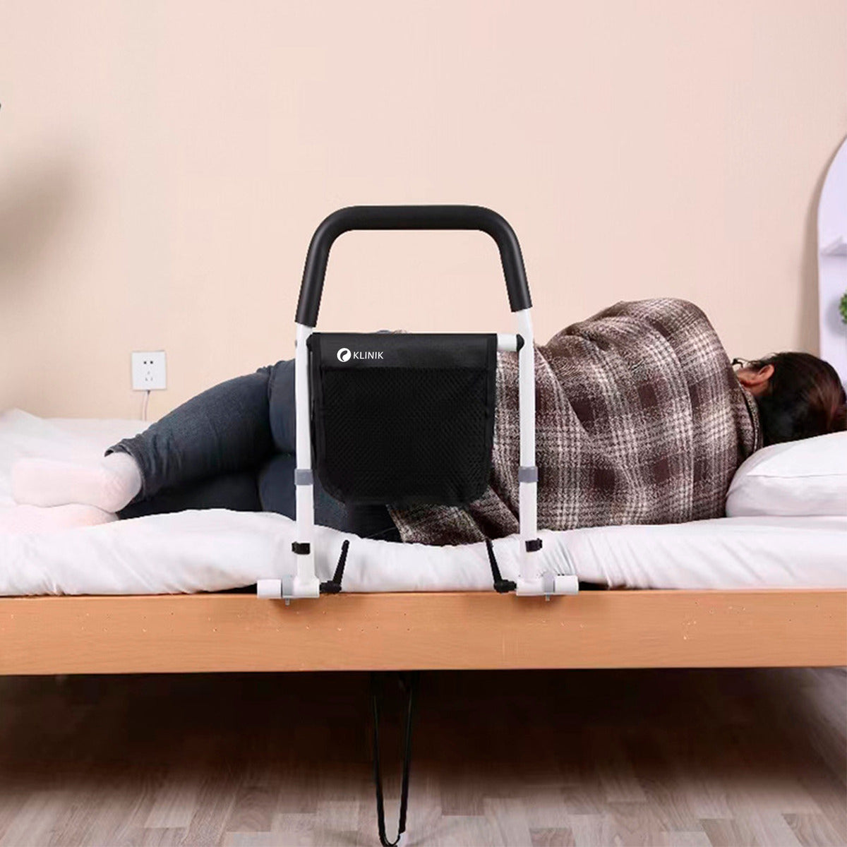 Barra De Apoyo Para Cama Reforzada Con Bolsa Organizadora