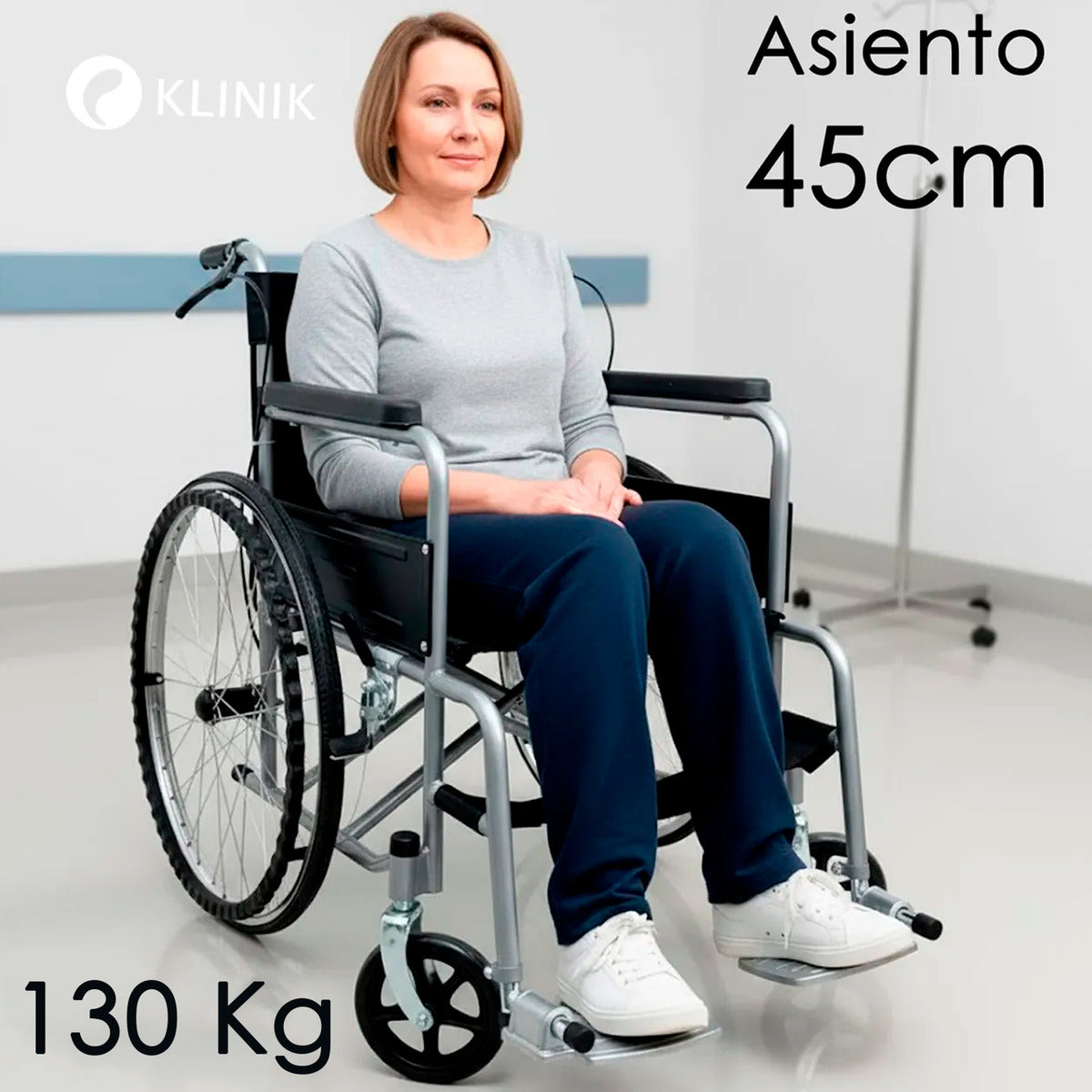 Silla De Ruedas Geriatrica Medica Con Freno Plegable 45cm