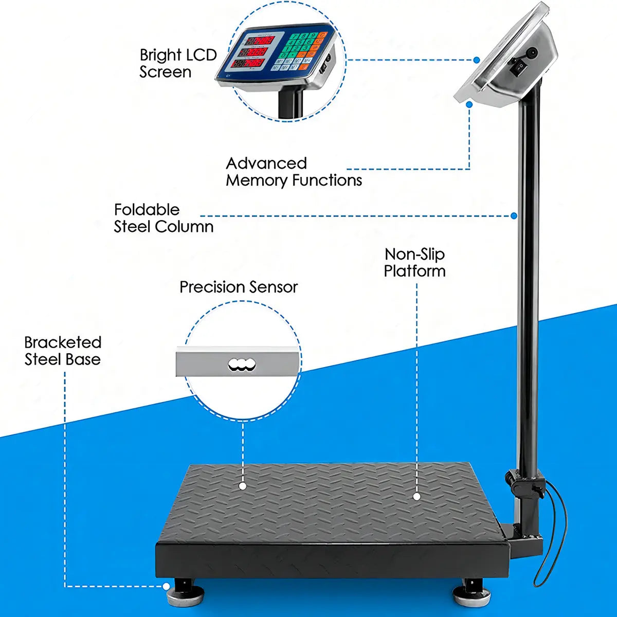Balanza Industrial Digital 500kg Recargable con Brazo y Pantalla LED