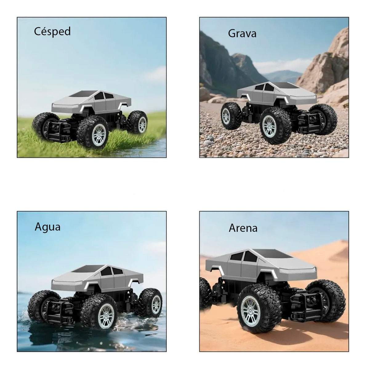 Auto Control Remoto Cybertruck Monster 26cm Con Estacion Carga