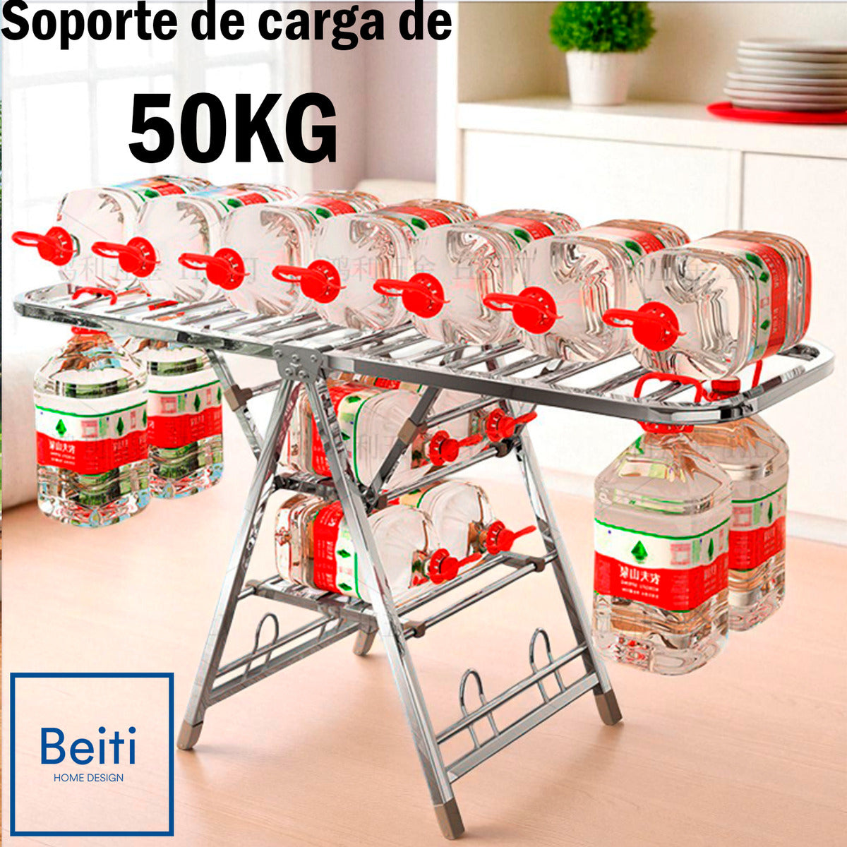 Tendedero Plegable Acero Inoxdable Premium 180cm Soporta 50kg Plateado