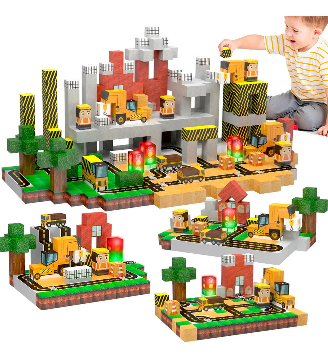 Bloques Magnéticos Tipo Minecraft 138 Pcs Con 2 Bloques De Luz