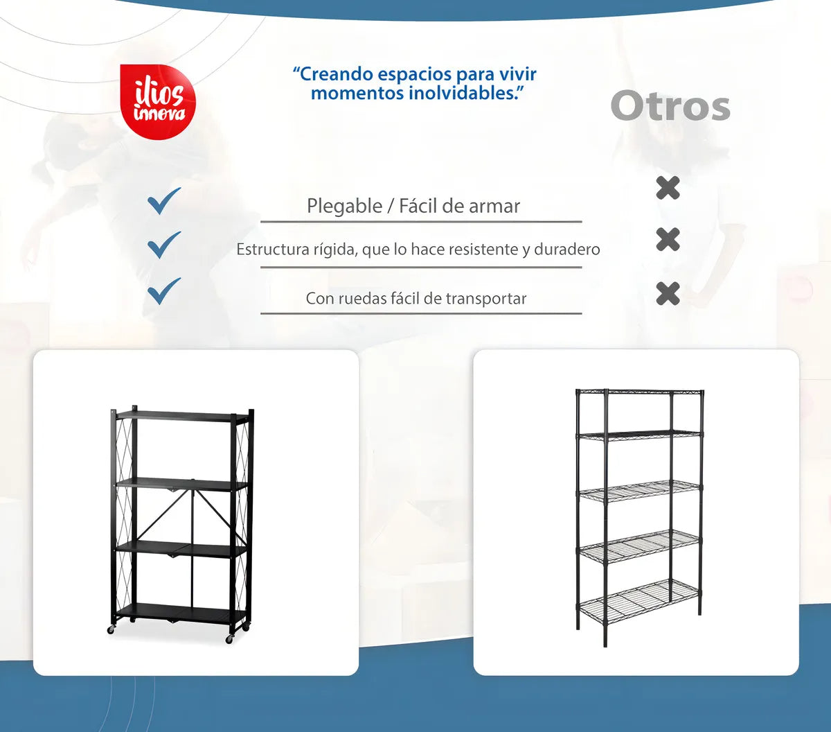 Carro Organizador Estante Plegable 4 Niveles Ruedas Cocina Negro