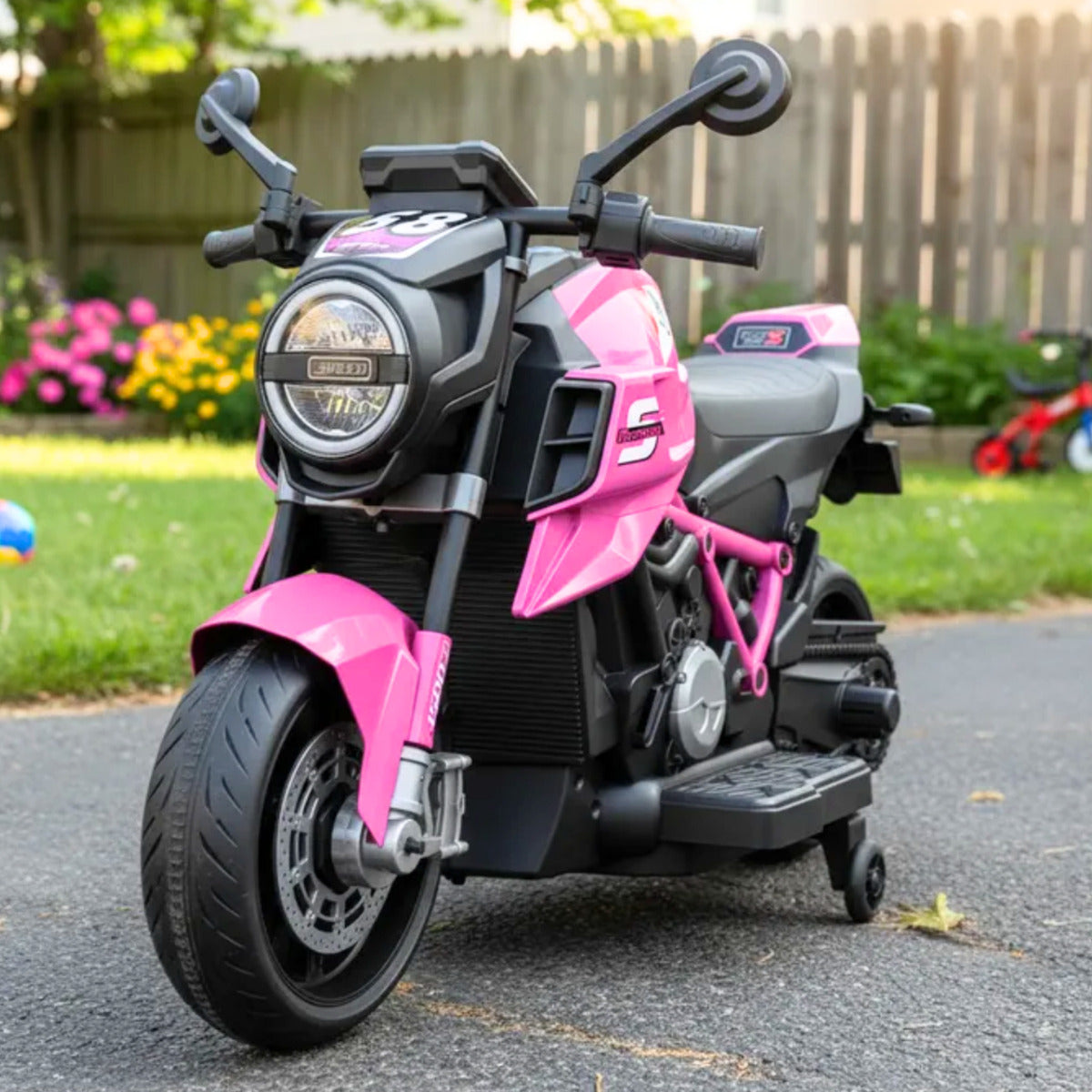 Moto Electrica Montable Niñas Racing Grande Bateria Duradera 12v Rosa Chicle