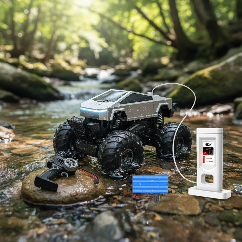 Auto Control Remoto Cybertruck Monster 26cm Con Estacion Carga