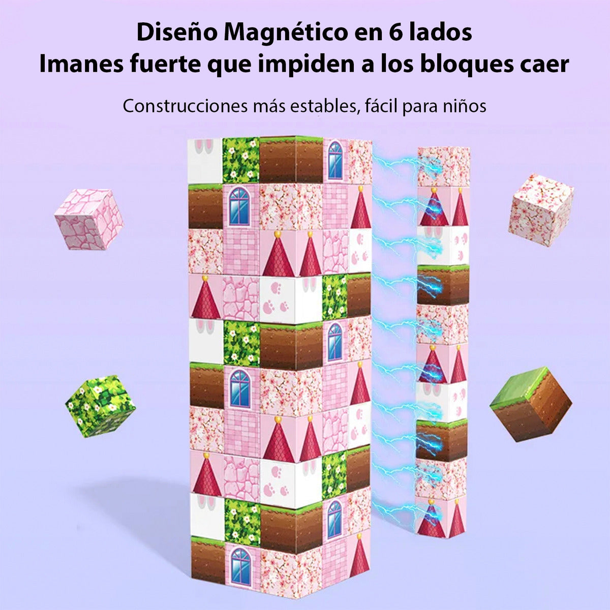 Bloques Magnéticos Cubos Grandes Tipo Minecraft Castillo 128 Piezas