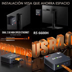 Mini Pc Gmktec M6 Ryzen5 6600h Ddr5 16gb 1tb 8k Dual Lan