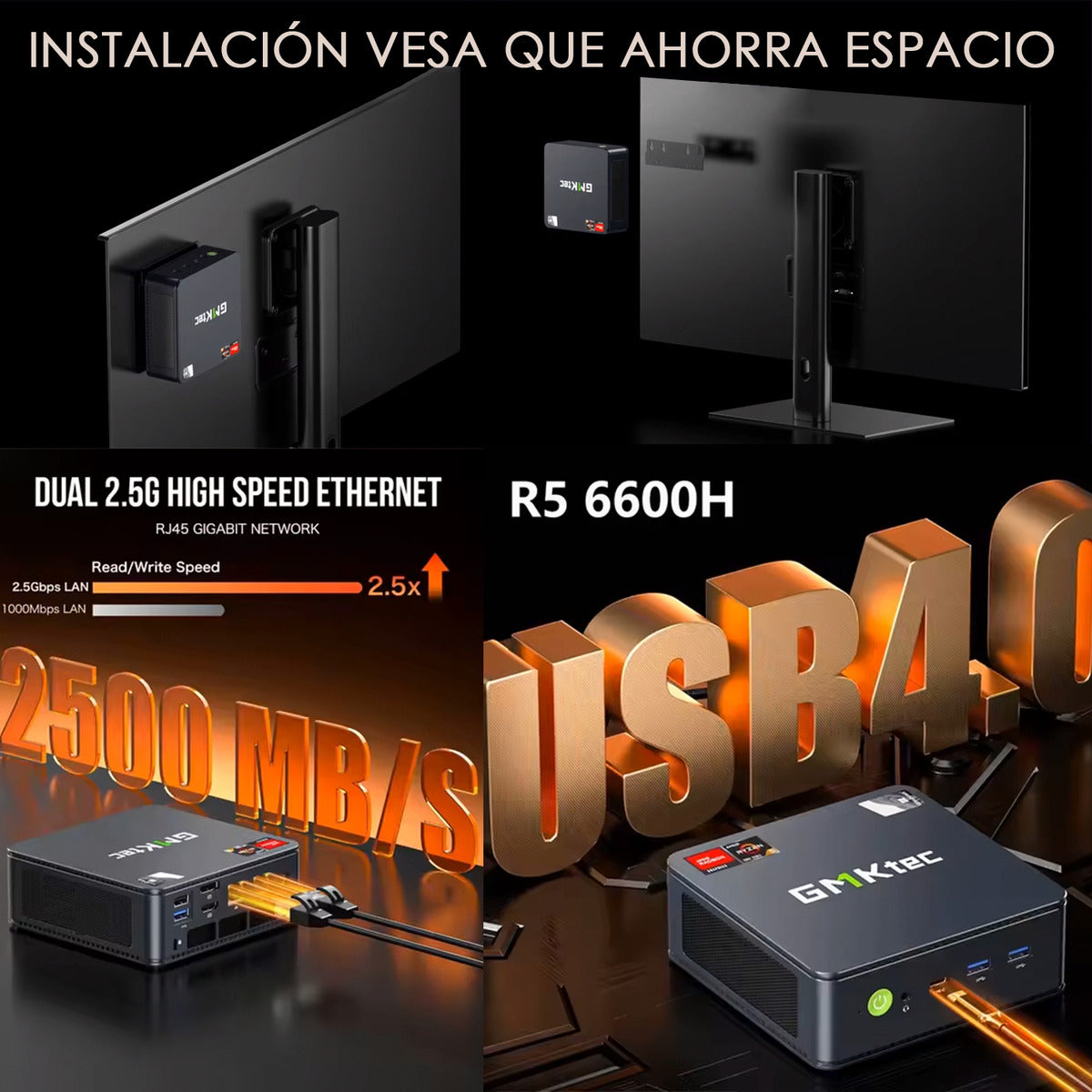 Mini Pc Gmktec M6 Ryzen5 6600h Ddr5 16gb 1tb 8k Dual Lan