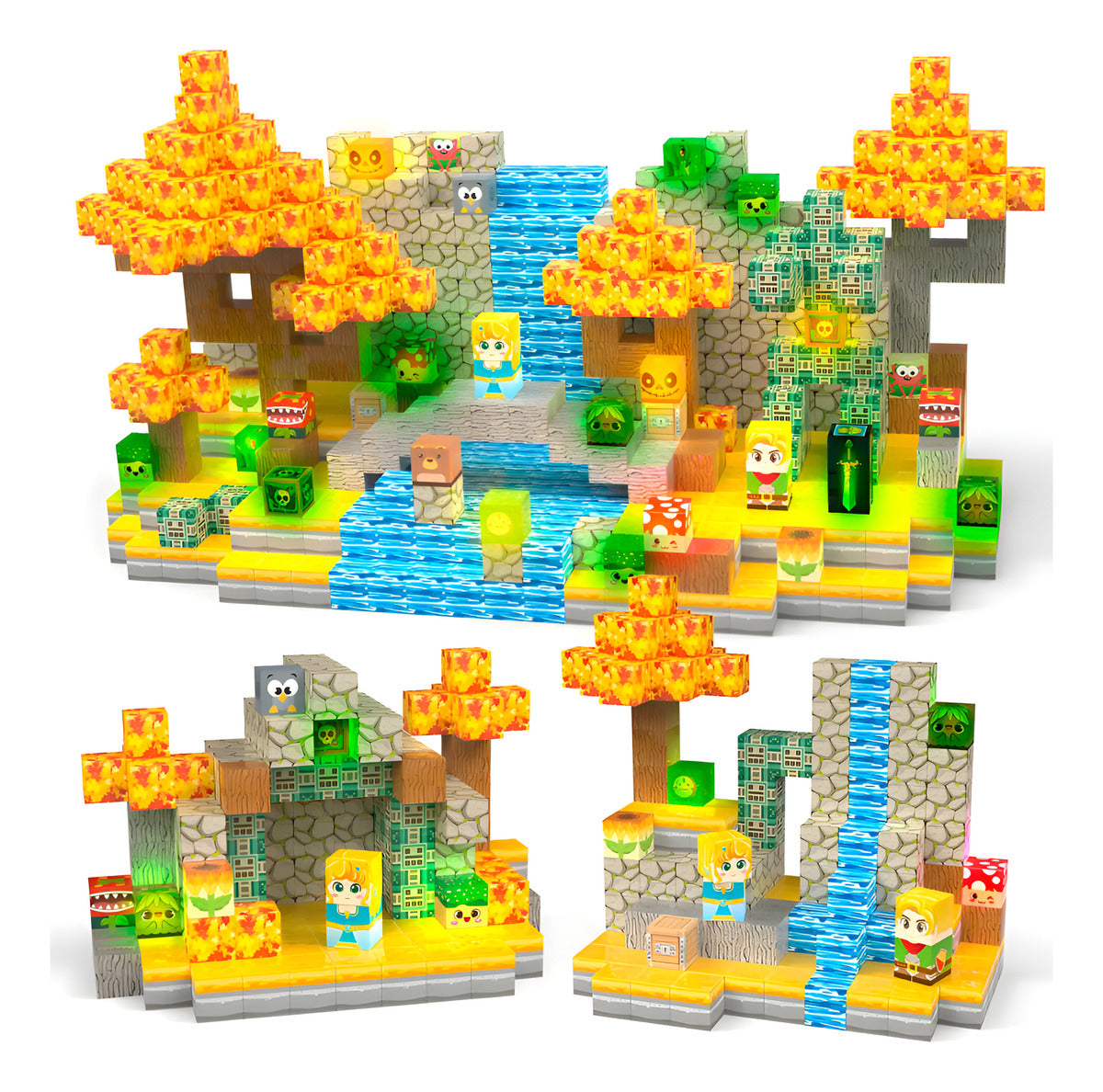 Bloques Magnéticos Tipo Minecraft 200 Pcs Con 10 Bloques De Luz