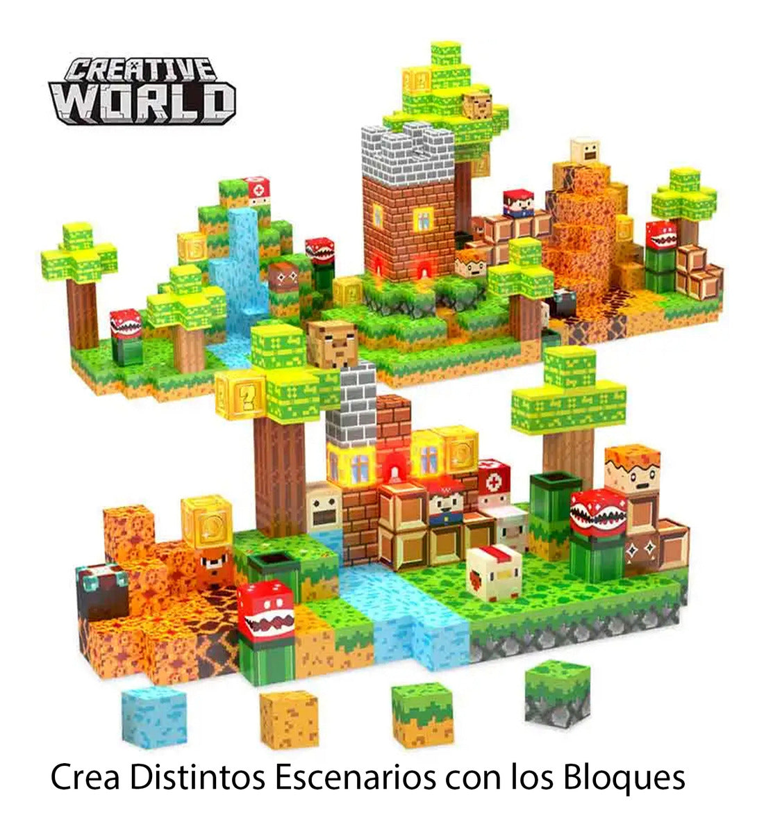 Bloques Magnéticos Tipo Minecraft 137 Pcs 3 Bloques De Luz