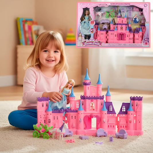 Castillo Con Princesas Y Carruaje Niñas Casa 2 Muñecas 55cm