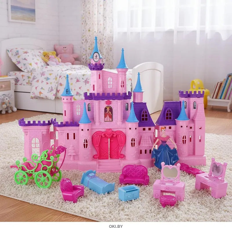 Castillo Con Princesas Y Carruaje Niñas Casa 2 Muñecas 55cm
