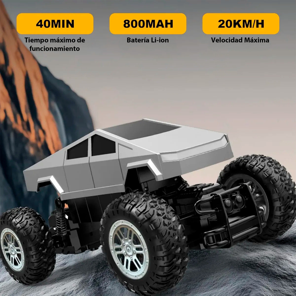 Auto Control Remoto Cybertruck Monster 26cm Con Estacion Carga