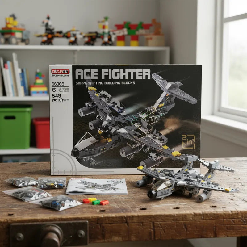 Juguete De Bloques De Construcción Avión Caza Robot De Batalla 549 Pcs