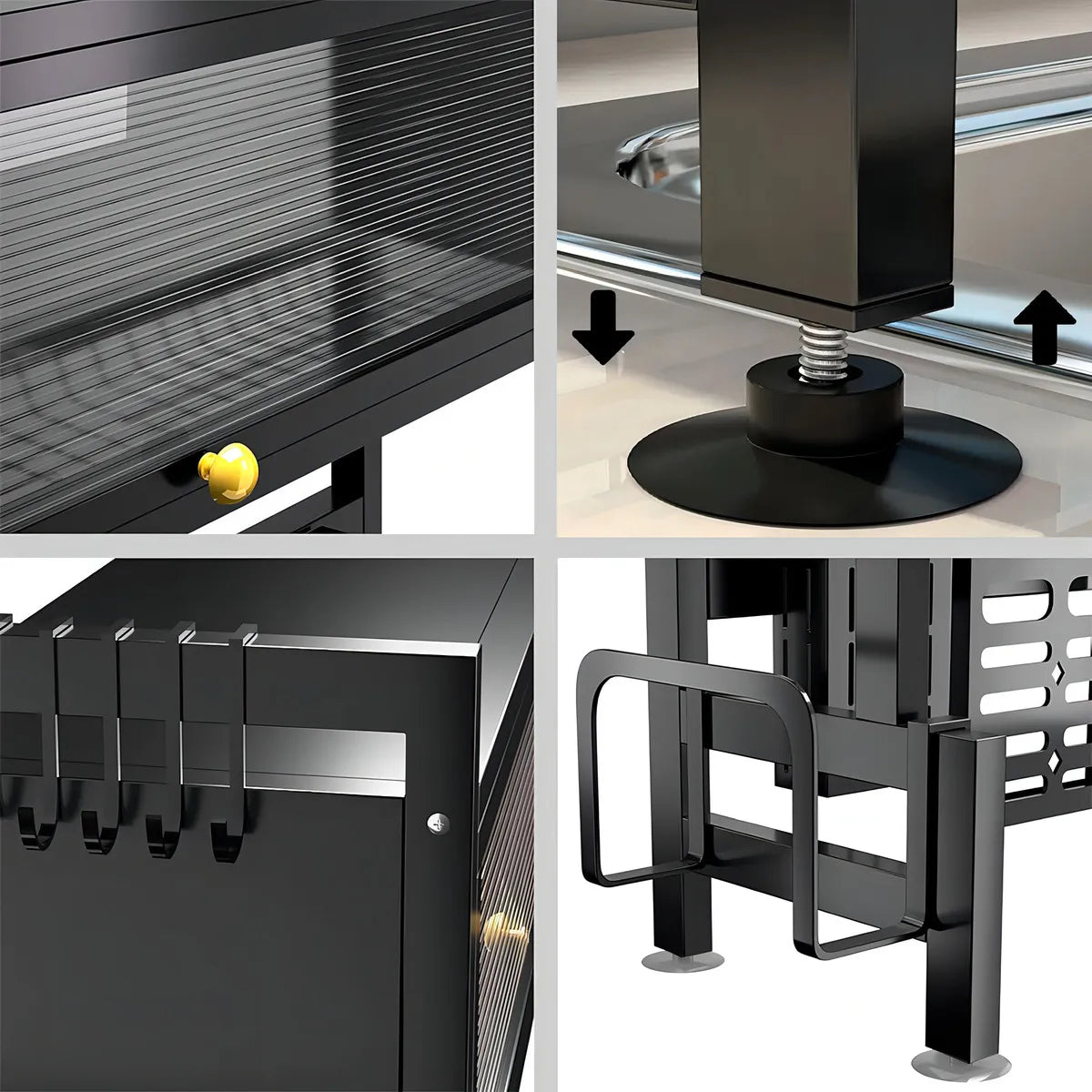 Secador Organizador Escurridor De Platos Con Puerta De 105cm Negro