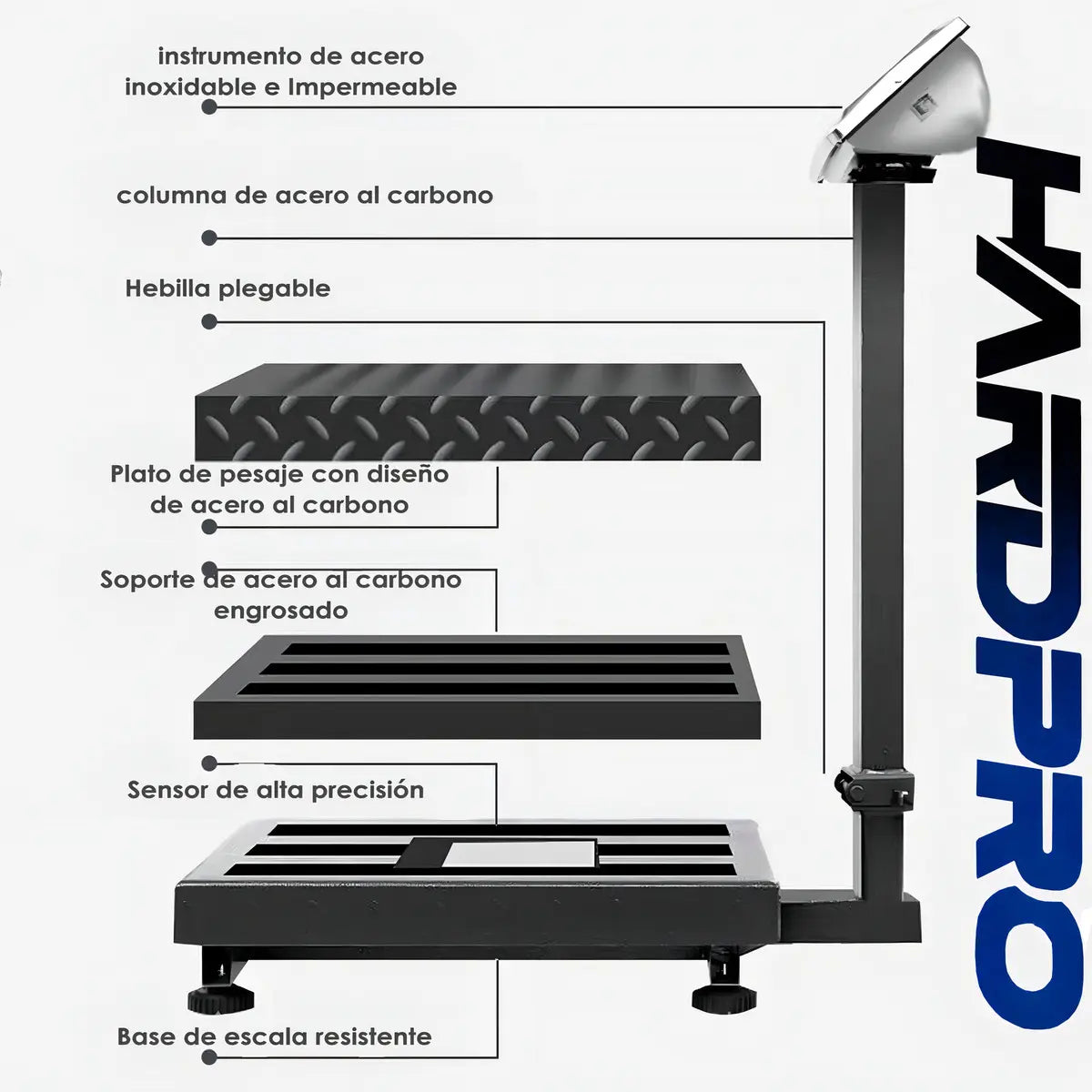 Balanza Industrial Digital 500kg Recargable con Brazo y Pantalla LED