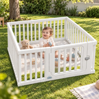 Corral para Bebe niños Con Seguro Armable 120x120cm Blanco