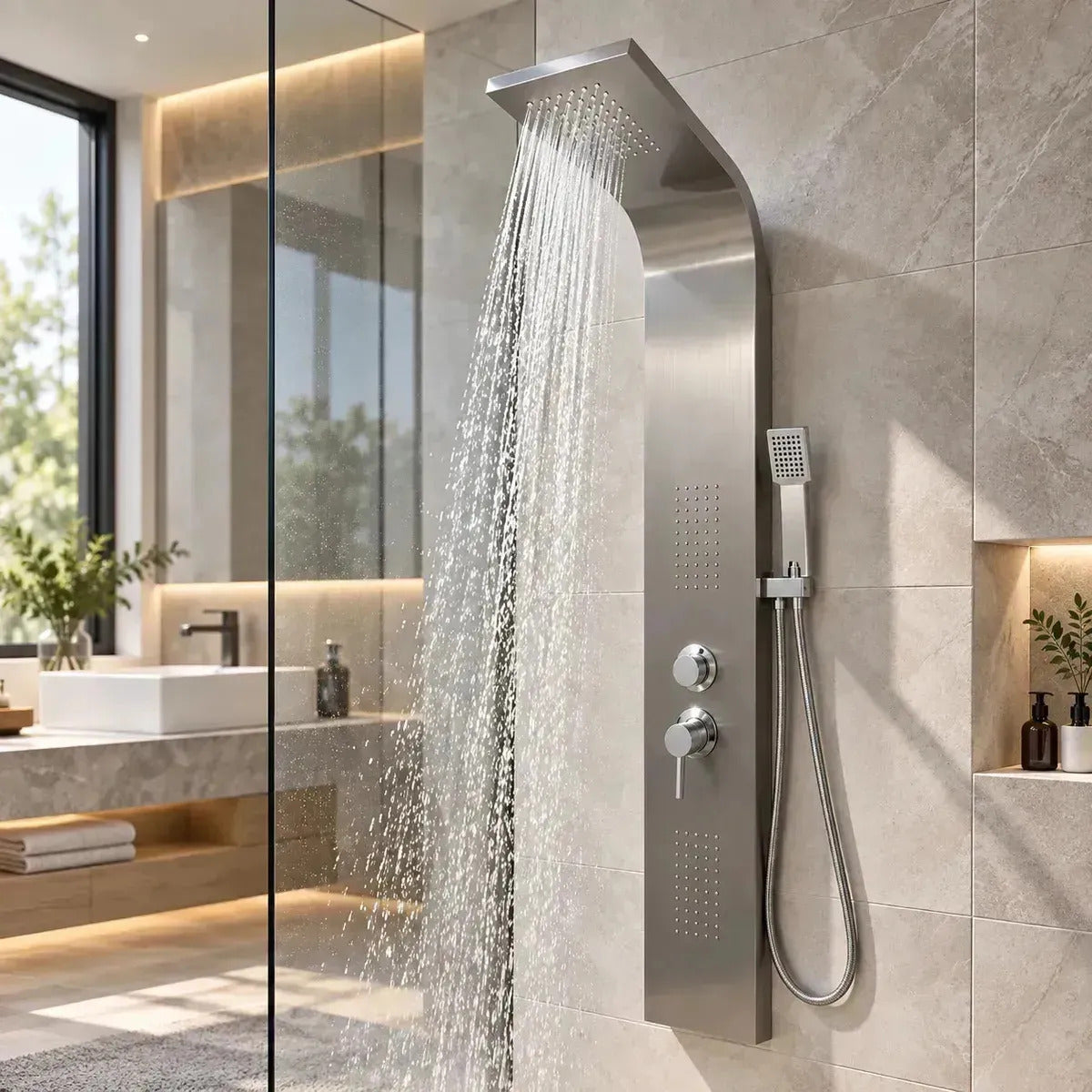 Ducha Columna Con Panel De3 Jets Con Hidromasaje 153x22x45