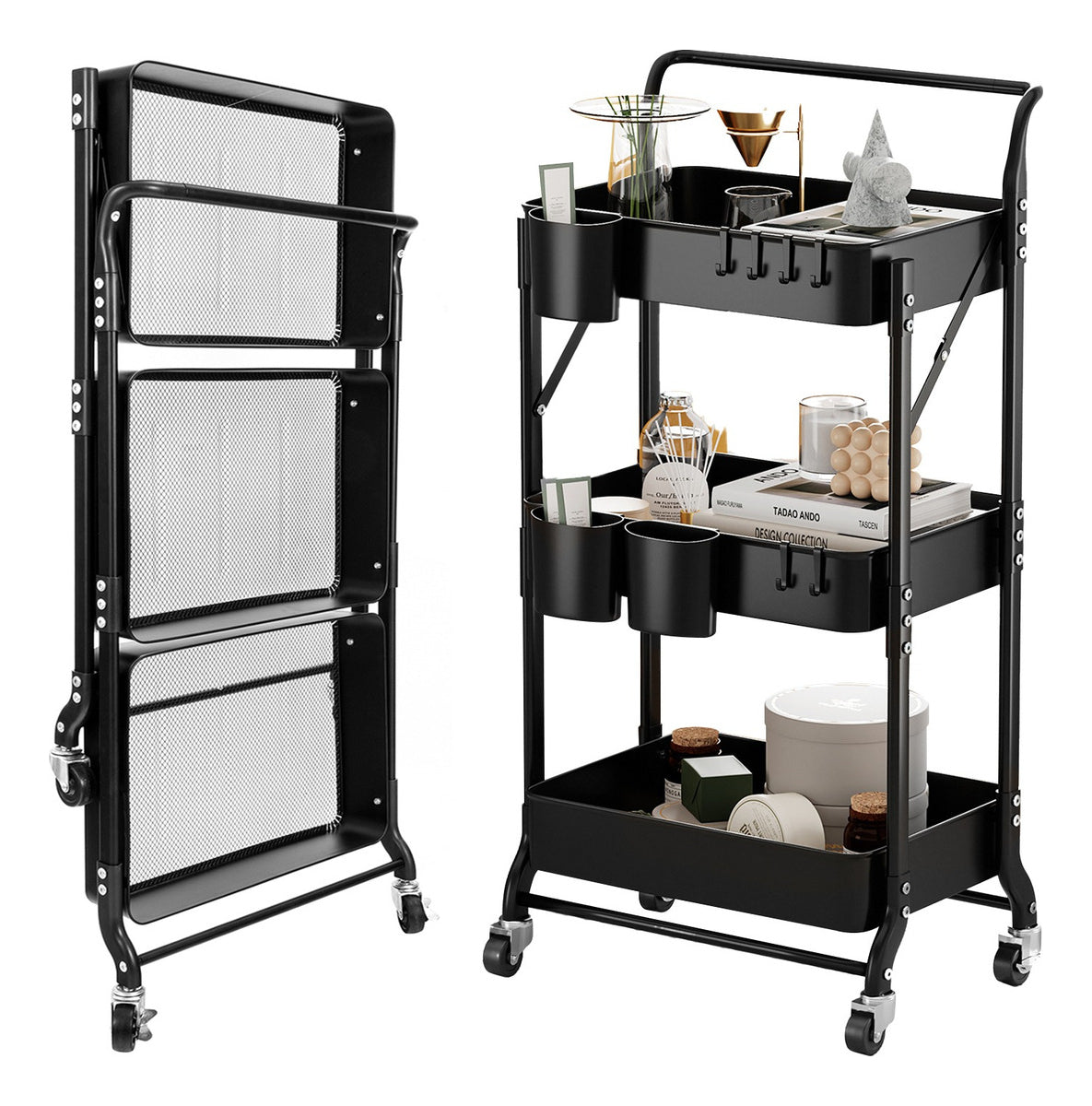 Carro Plegable Carrito Organizador Estante Con Rueda Multiuso