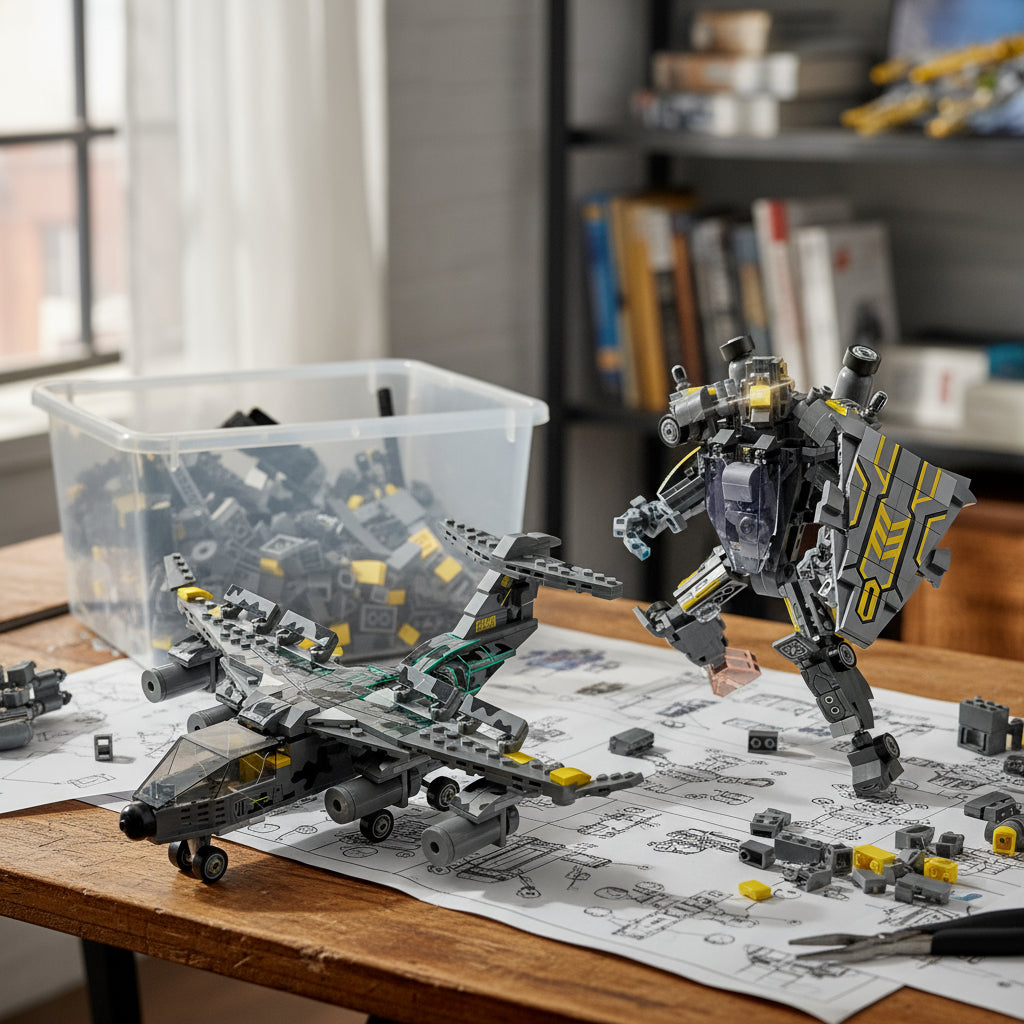 Juguete De Bloques De Construcción Avión Caza Robot De Batalla 549 Pcs