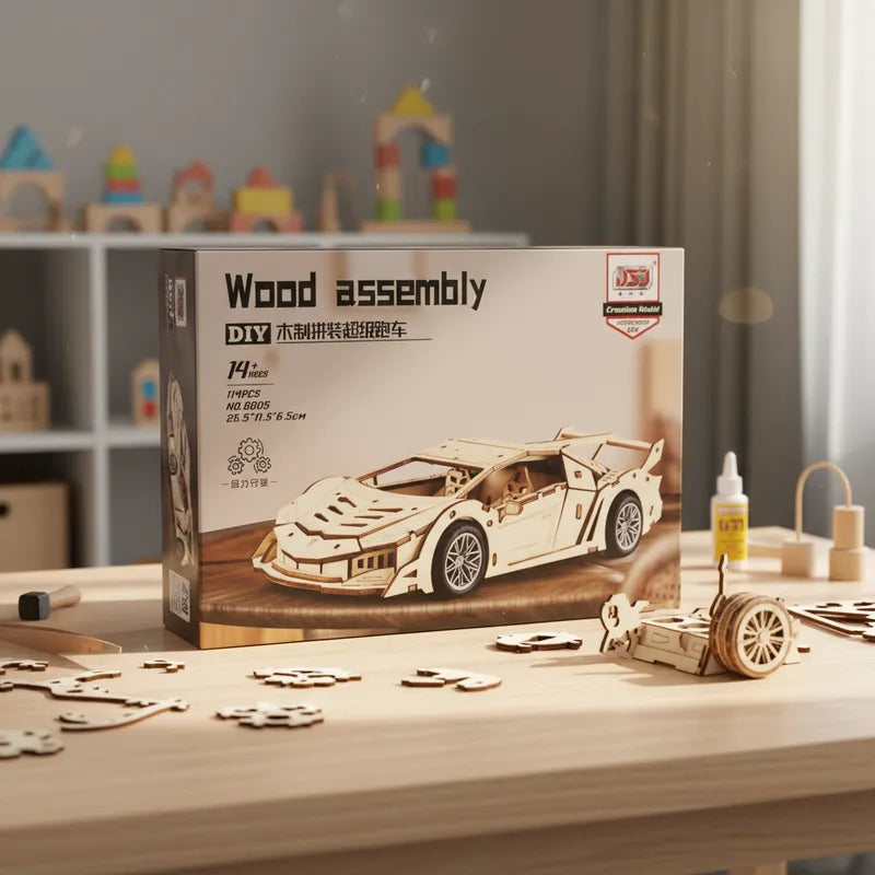 Puzzle 3d Auto Lamborghini Madera Armable 114pcs Didactico