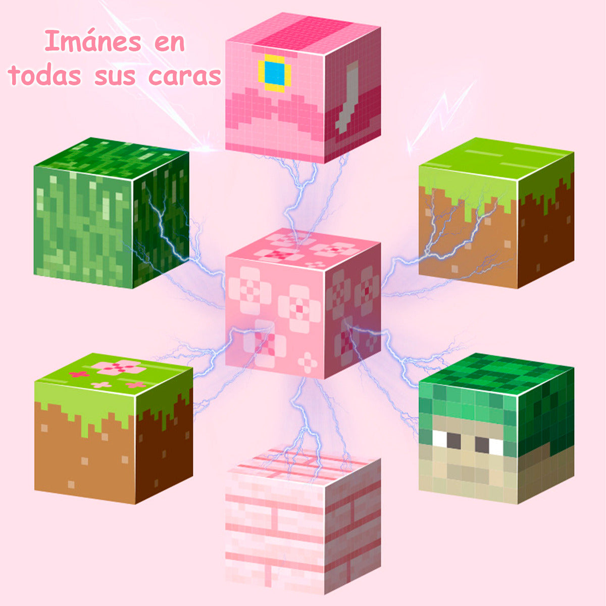 Bloques Magnéticos Tipo Minecraft 188 Pcs 8 Bloques De Luz Sakura