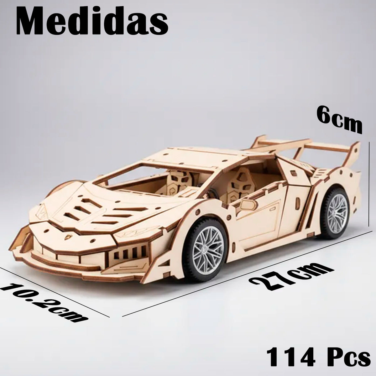 Puzzle 3d Auto Lamborghini Madera Armable 114pcs Didactico