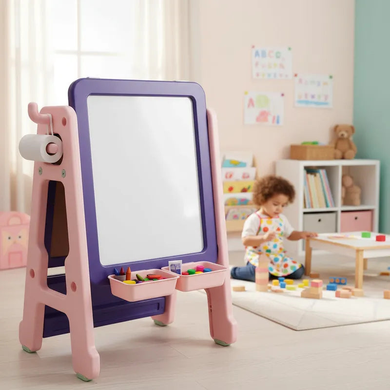 Pizarra Dibujo Para Niños Y Mesa De Trabajo De 4 Niveles Rosa Nubo