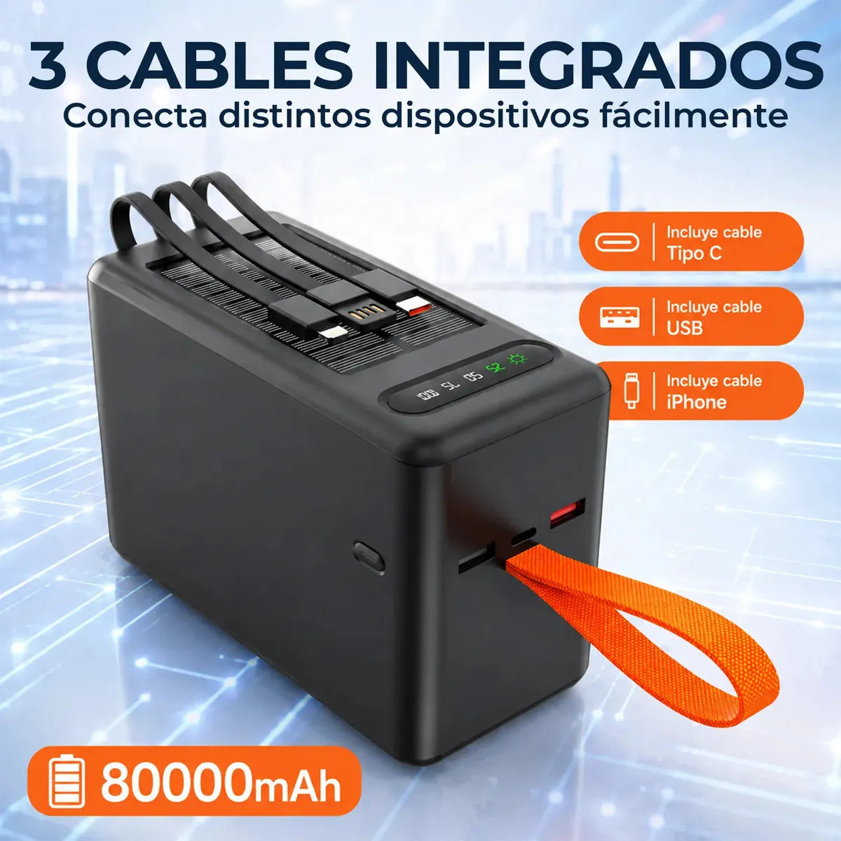 Power Bank Solar 80.000mah Bateria Portatil  Carga Rapida 22.5w