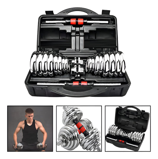 Set Mancuernas Cromado Ajustables 30 Kg Con Maletín
