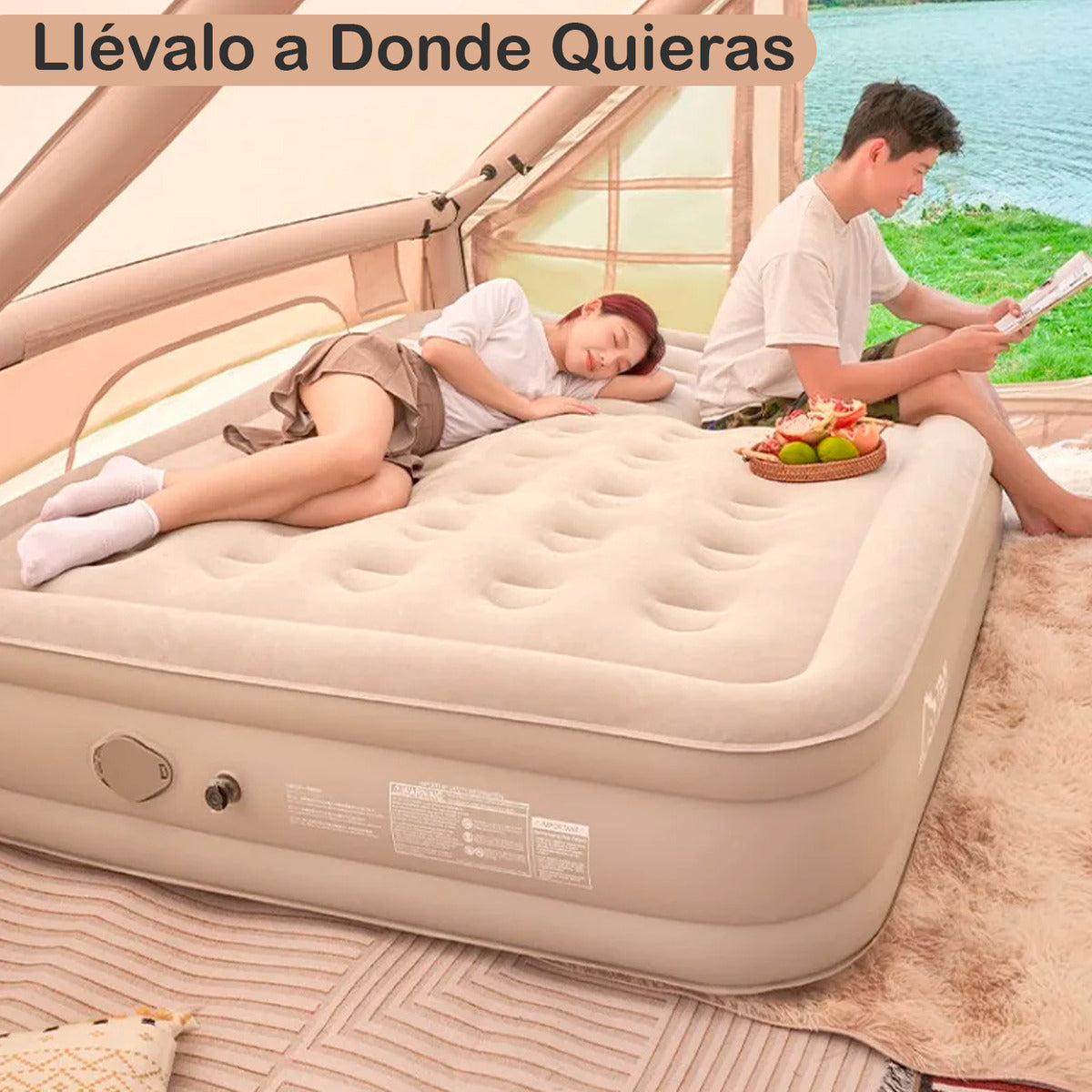 Colchón Cama Inflable Con Bomba Extraible De 2 plazas 40cm