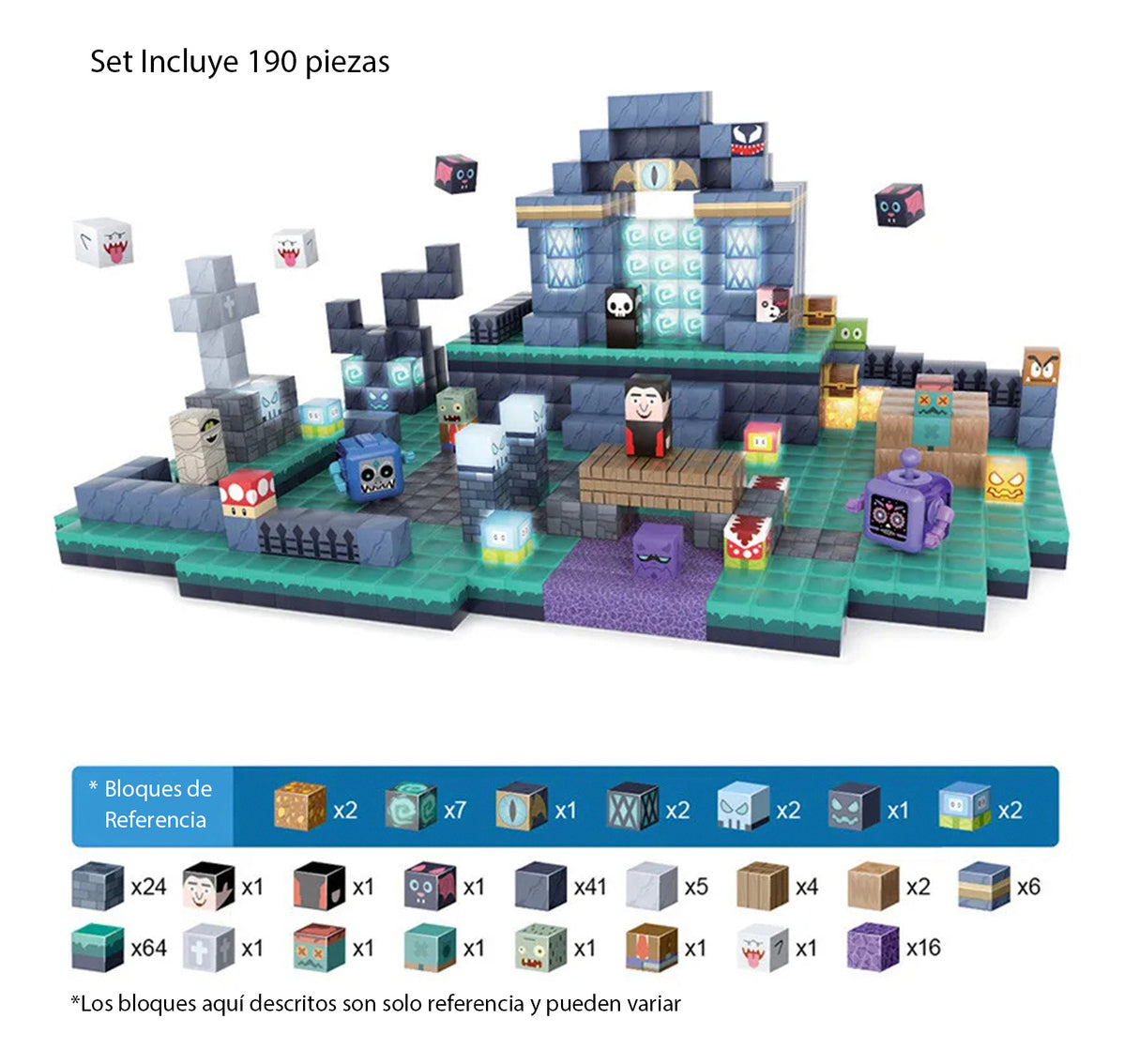 Bloques Magnéticos Tipo Minecraft Underworld 190pc Y 17 De Luz