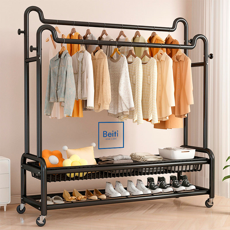 Perchero Organizador Colgante De Ropa Doble Con Ruedas 120cm Negro