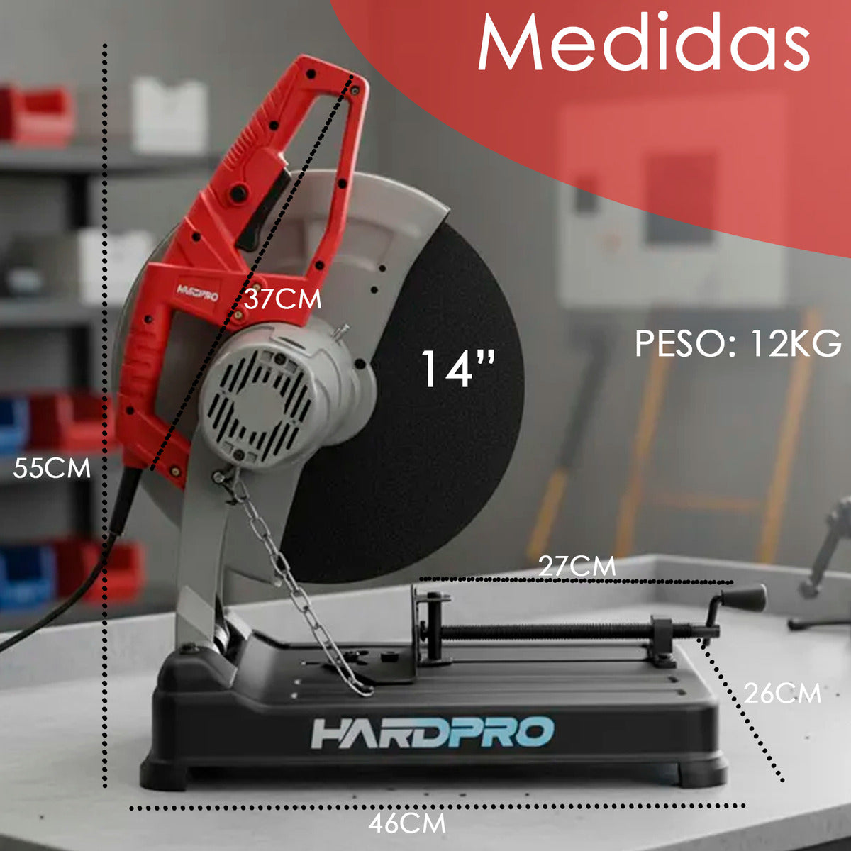Tronzadora Para Metal Profesional Herramienta De 2600w Disco 355mm 14pLG
