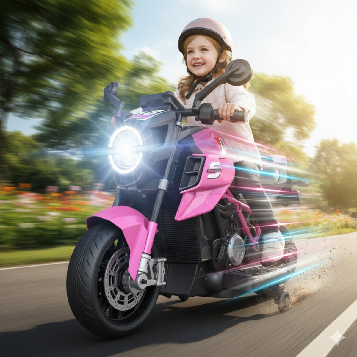 Moto Electrica Montable Niñas Racing Grande Bateria Duradera 12v Rosa Chicle