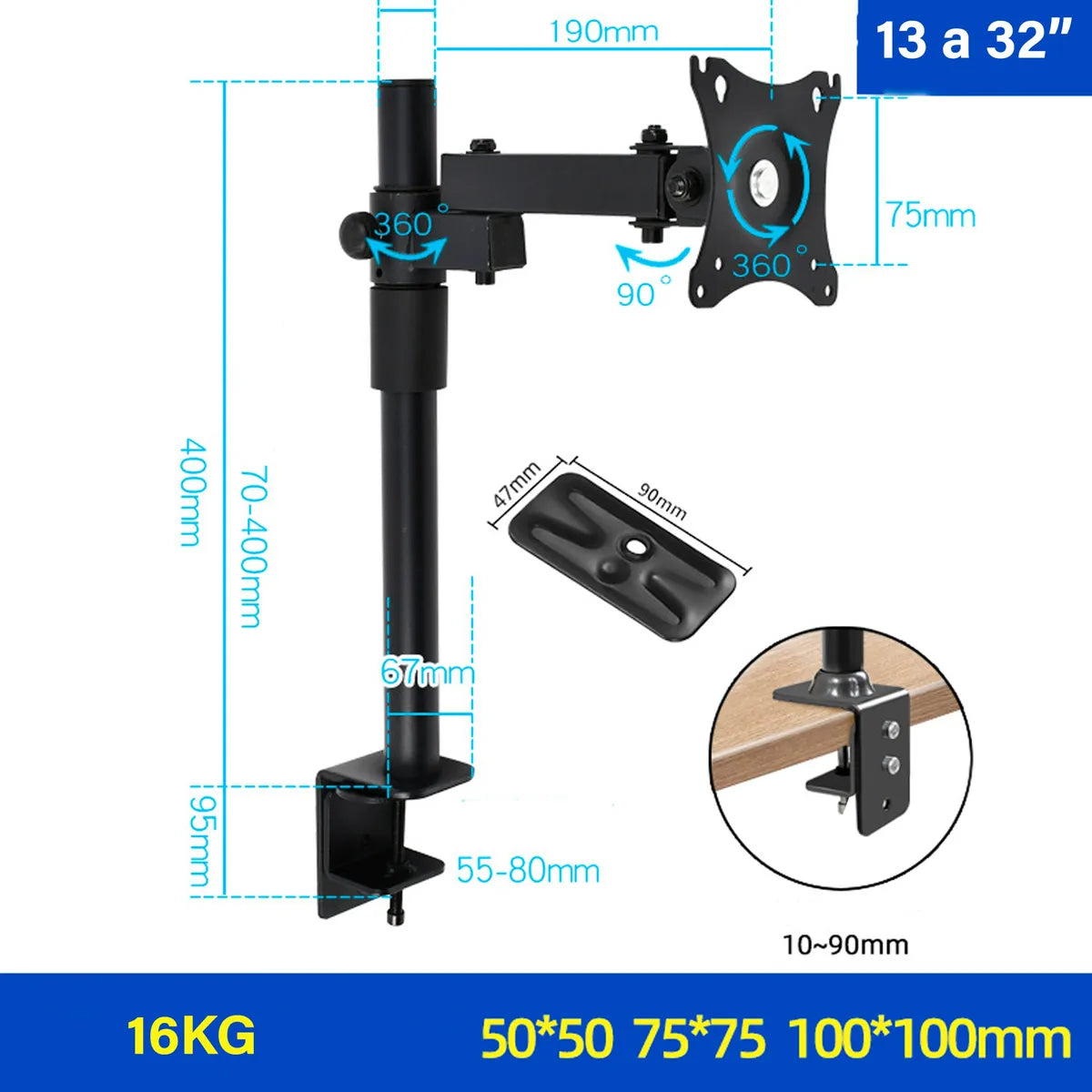 Soporte De Monitor Para Escritorio Articulado 17 A 32