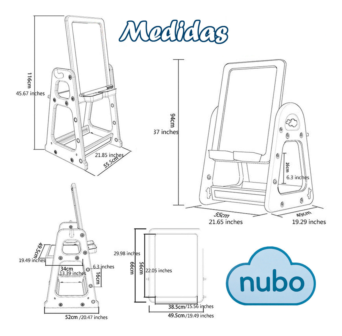 Pizarra Dibujo Para Niños Y Mesa De Trabajo De 4 Niveles Rosa Nubo