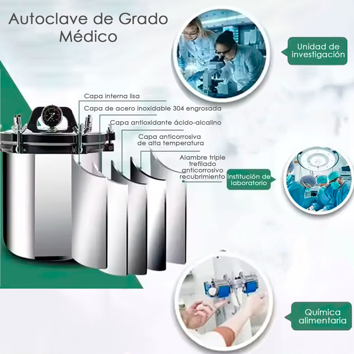 Esterilizador Autoclave Vertical Acero Inoxidable Grado Medico 18L