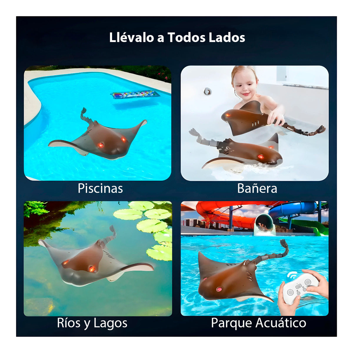 Juguete A Control Remoto Mantarraya Acuatico Recargable 35Cm