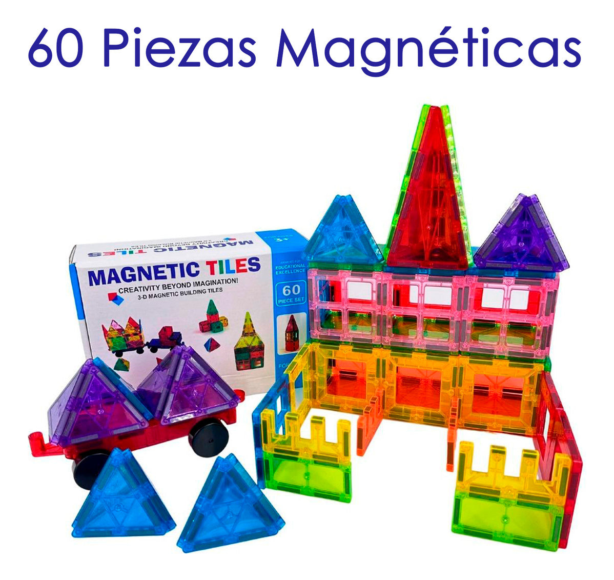 Bloques Magneticos Juego De Construccion 3D No Toxico De 60pzs