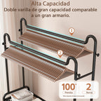 Perchero Organizador Colgante De Ropa Doble Con Ruedas 120cm Negro