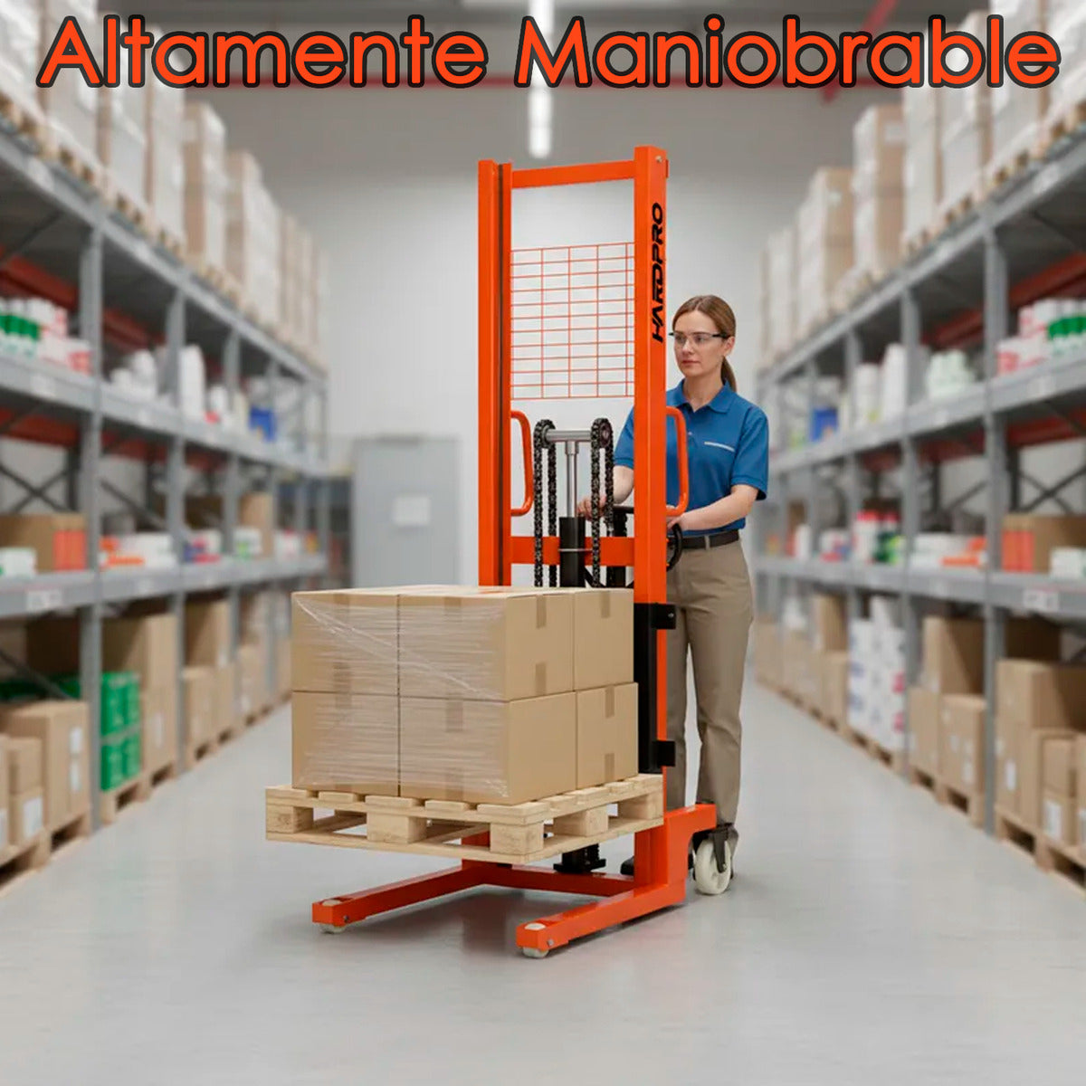 Apilador Hidráulico De Carga Manual Hardpro 1 tonelada 1,6mt