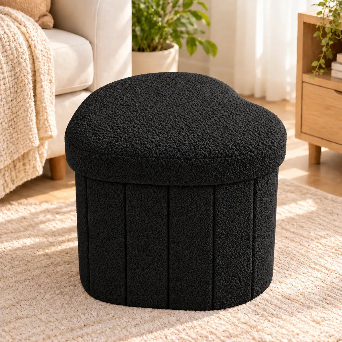 Puff Plegable Baul Organizador Tipo Corazon 38x38cm