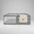 Corral Infantil Nubo Puerta De Oso Y Malla Oxford 120x180cm Gris Osos