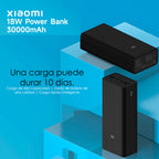 Xiaomi Power bank Cargador Portatil 30000mah 18w Boost Pro Negro