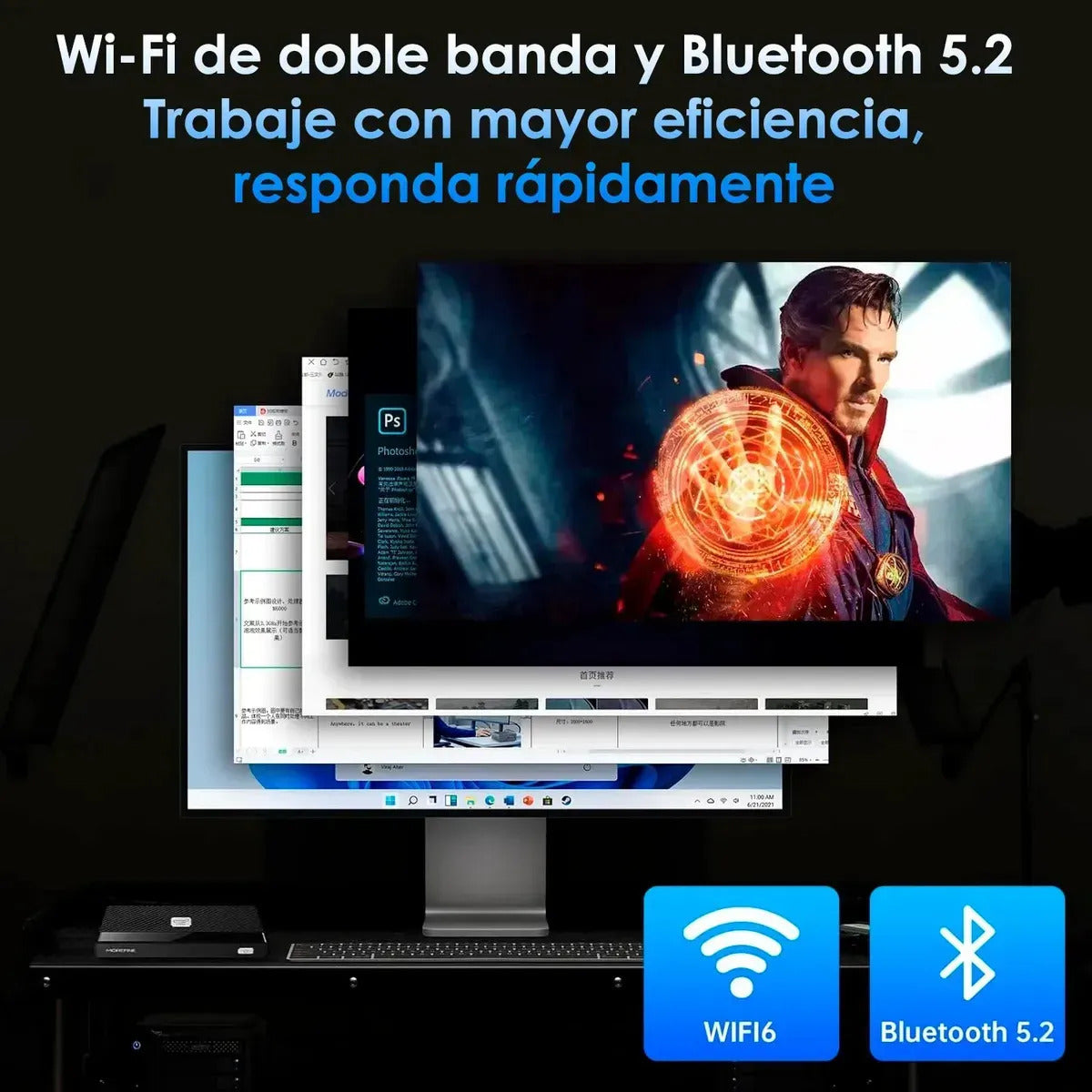 Mini PC MOREFINE M6 con Intel N6000 3,3Ghz, 16GB RAM LPDDR4 y 256GB SSD, Windows 11 Home