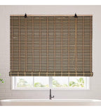 Cortina De Bambú Persiana Roller Bicolor 120x150cm Con Diseños