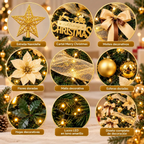 Arbol De Navidad Plegable 180cm Armado Facil Navideño Luces Dorado