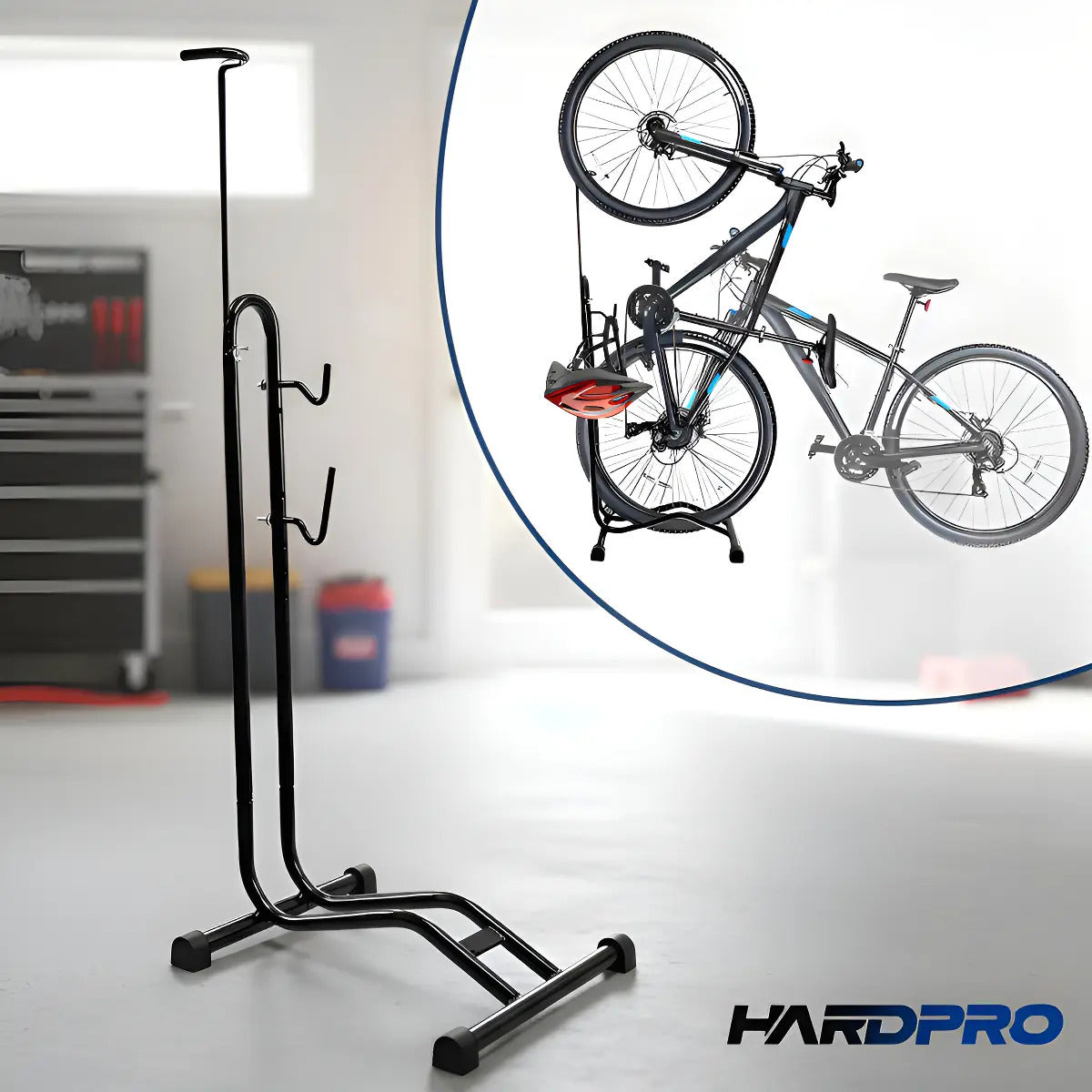 Soporte Bicicleta Quick Vertical y Horizontal Acero Negro 24 a 27.5 Pulgadas