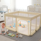 Corral Infantil Bebe Malla y Tela Oxford Con Pelota 120x120cm